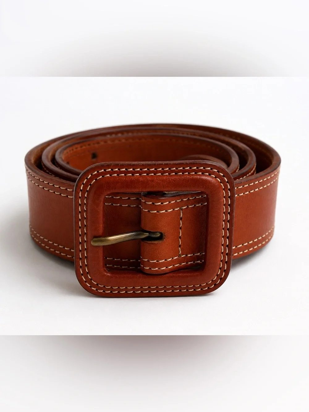 Banana Republic Made in Italy Brown Leather Belt Contrast Stitch Women’s L 36-40